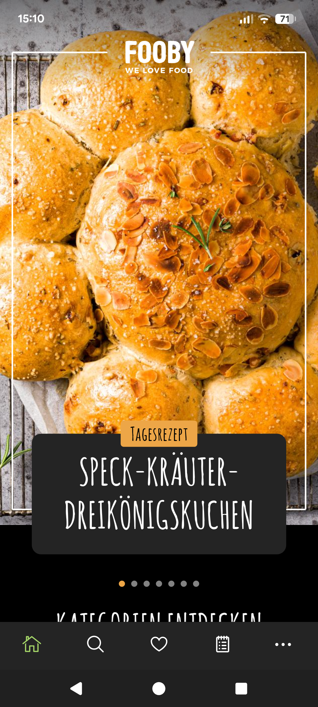 fooby App Hauptseite