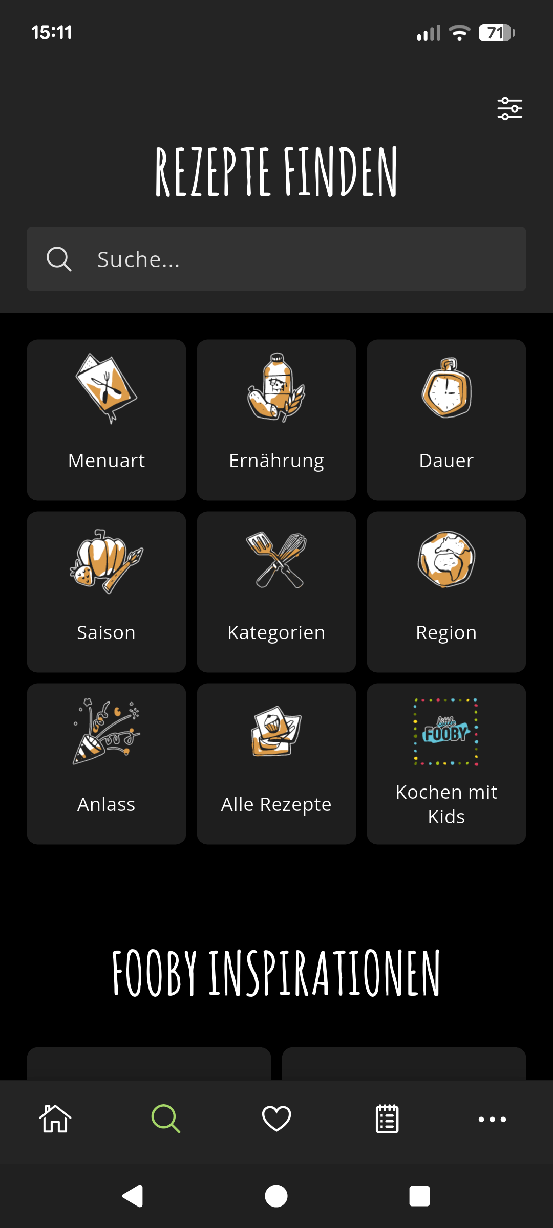 fooby App Suche